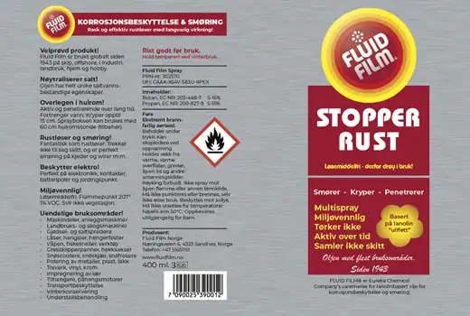 Fluid Film Spray etikett Fluid Film Spray etikett